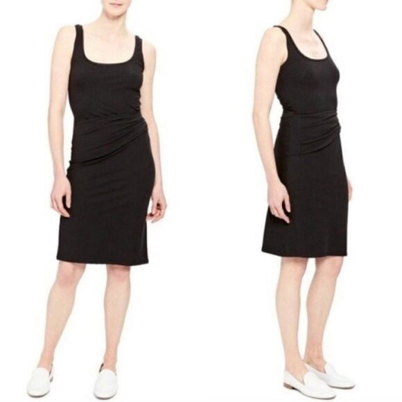 Theory Rubric Ruched Stretch Jersey Tank Dress L - Picture 1 of 6